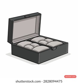 Elegant black watch storage box with glass lid and soft interior