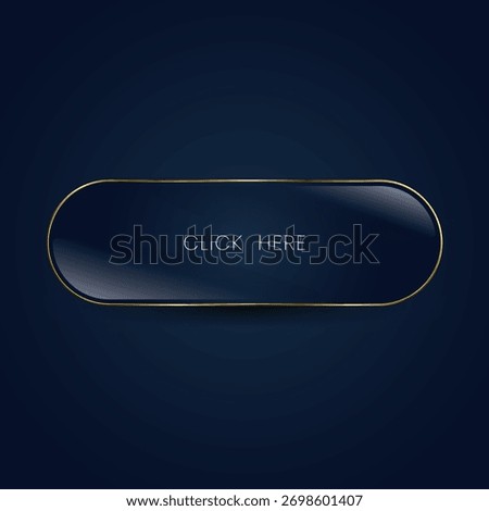 The Elegant black web button with gold outline and soft shine, perfect for premium websites. Vector illustration