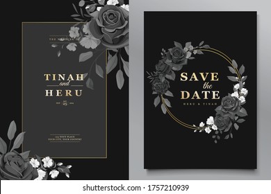 elegant black wedding invitation template