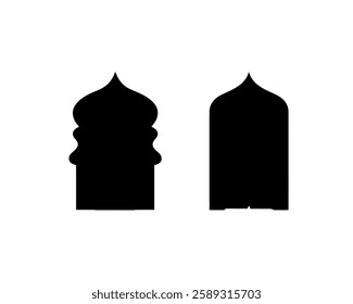 Elegant Black and White Architectural Islamic Dome and Window Design, black and white church, Islamic door