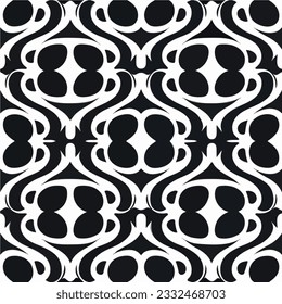 Elegant black and white art deco pattern adorned with circles reminiscent of the art nouveau style.