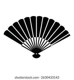 Elegant Black and White Asian Fan Silhouette