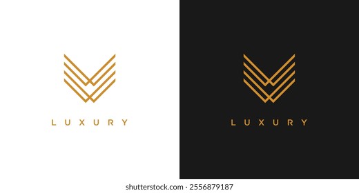 The elegant black and white background highlights the sophistication of the luxurious WW logo with its gold chevron pattern, perfect for branding and marketing purposes. 