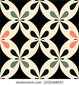Elegant black and white background showcasing a circular art deco design. The seamless pattern, reminiscent of a dark flower motif, adds a touch of sophistication to any visual composition.