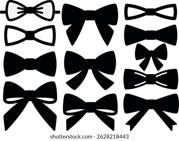 Elegante preto e branco arco gravata ilustração vetor Designs para moda formal