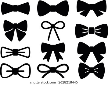Elegante preto e branco arco gravata ilustração vetor Designs para moda formal