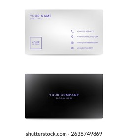 Elegant Black and White Business Card Template with Purple Accents