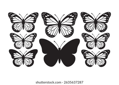 Elegant Black and White Butterfly Silhouettes	
