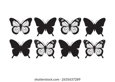 Elegant Black and White Butterfly Silhouettes	