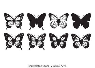 Elegant Black and White Butterfly Silhouettes	