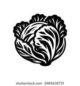 Elegante Ilustración vectorial de repollo blanco y negro - Perfecto para alimentos saludables y Diseños de productos orgánicos