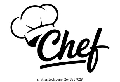Elegant black and white chef logo with a traditional toque for restaurant branding and culinary design