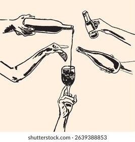 Elegant black and white cocktail art, perfect for menus, branding, blogs, or creative projects. Great for designers and mixology-themed visuals.