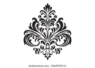 Elegant black and white damask pattern design for luxury decor.
