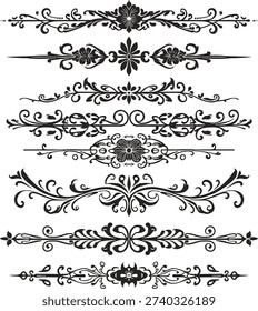 Elegant black and white decorative border patterns with intricate scrollwork designs.
