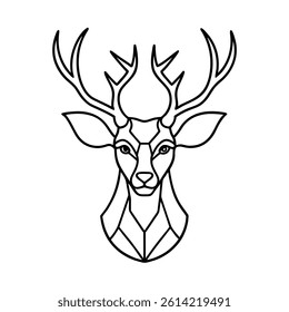 Elegant Black and White Deer Head Design with Mandala Frame