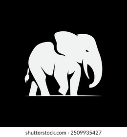 Elegante logotipo de elefante preto e branco, com um design minimalista que simboliza força, sabedoria e lealdade.