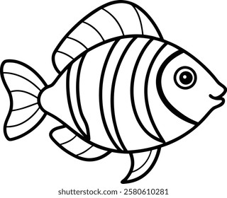Elegant Black and White Fish Vector Illustration