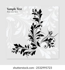 "Elegante Preto e Branco Floral Frame Design: Arte Decorativa Clássica"