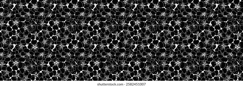 Elegant black and white floral pattern.  Perfect for textile design, wallpaper, website backgrounds, or any project needing a sophisticated, repeating design.