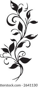 Elegant black and white floral swirl design suitable for wedding invitations and decorative elements