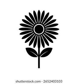 Ícone de flor preto e branco elegante elemento de design floral simples