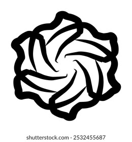 Elegant Black and White Flower Petal Icon for Web and Design Use | Ideal for UI, UX, and Creative Content, Adding a Delicate and Functional Element to Digital and Print Design Projects