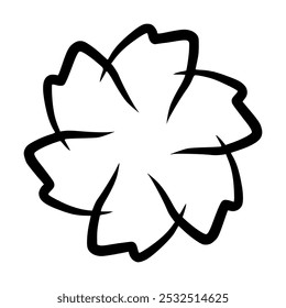 Elegant Black and White Flower Petal Icon for Web and Design Use | Ideal for UI, UX, and Creative Content, Adding a Delicate and Functional Element to Digital and Print Design Projects