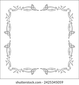 Elegant black and white frame with Scandinavian ornament, decorative border, corners for greeting cards, banners, business cards, invitations, menus. Isolated vector illustration.