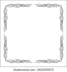 Elegant black and white frame with Scandinavian ornament, decorative border, corners for greeting cards, banners, business cards, invitations, menus. Isolated vector illustration.