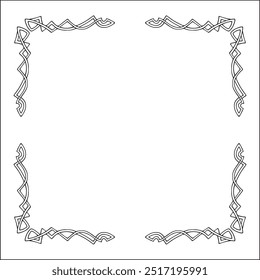 Eleganter schwarz-weißer Rahmen mit skandinavischem Ornament, dekorativer Rahmen, Grußkartenecken, Banner, Visitenkarten, Einladungen, Menüs. Isolierte Vektorgrafik.	