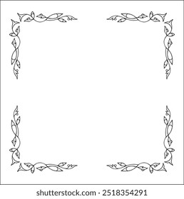 Quadro preto e branco elegante com ornamento escandinavo, fronteira decorativa, cantos para cartões de saudação, banners, cartões de visita, convites, menus. Ilustração isolada de vetor.	