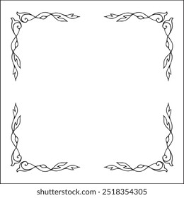 Quadro preto e branco elegante com ornamento escandinavo, fronteira decorativa, cantos para cartões de saudação, banners, cartões de visita, convites, menus. Ilustração isolada de vetor.	