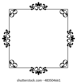 Elegant black and white frame.Design element for advertisements, logo, banners, labels, prints, posters, web, presentation, invitations, weddings, greeting cards, albums. Vector clip art.