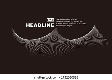 Elegantes líneas de gradiente gris negro y blanco, fondo abstracto de textura de líneas vectoriales.