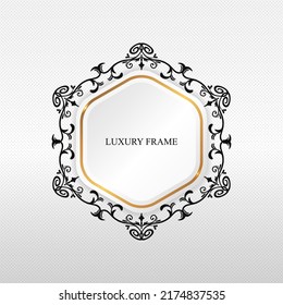 Elegant Black And White Hexagon Frame