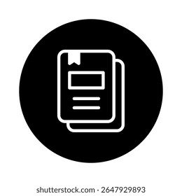 Elegant black and white icon depicting two stacked notebooks for minimalist design projects perfect for presentation