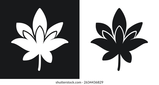 Elegant black and white illustration of a simple leaf design for decorative use