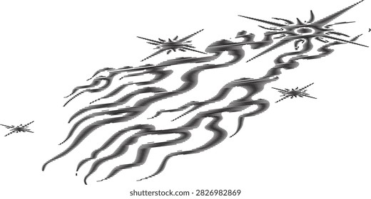 Elegant black and white ink drawing showcasing swirling smoke patterns and flowing wave-like structures.