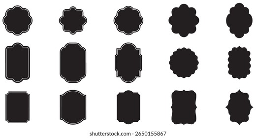 Elegant Black and White Label Silhouettes Assortment Decorative Shapes for Crafting and Design Projects Variety of Frame Shapes