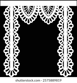 Elegant Black and White Lace Design for Crafts and Apparel