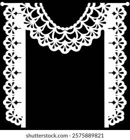 Elegant Black and White Lace Design for Crafts and Apparel