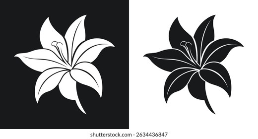Elegant black and white lily flower design depicting floral elegance and botanical beauty.