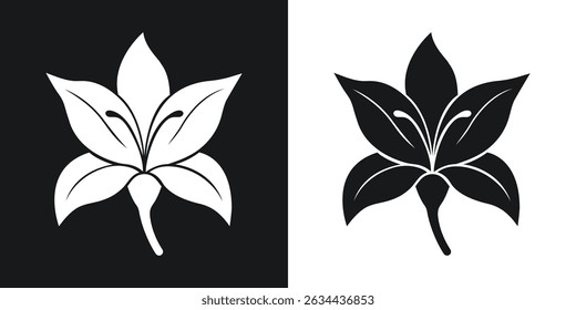 Elegant black and white lily flower vector design in minimalist style