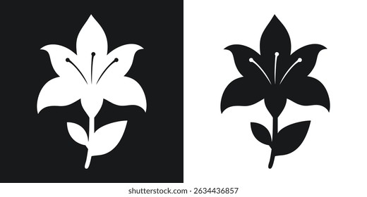 Elegant black and white lily flower illustration perfect for nature and floral designs