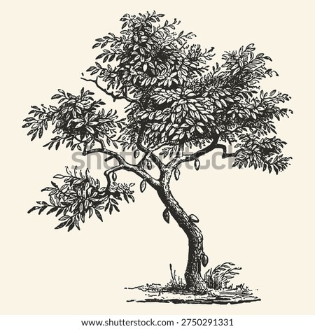 Elegant black and white line drawing of a bonsai tree, showcasing intricate branches and leaves, ideal for minimalist art, nature themes, and decorative designs.