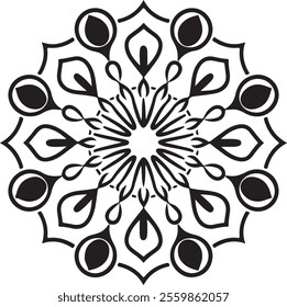 Elegant Black and White Mandala Design, mandala design for coloring book, vector mandala design