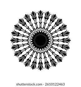 Elegant Black and White Mandala With Floral Ornamental Design