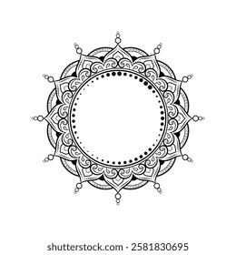 Elegant black and white mandala frame design.