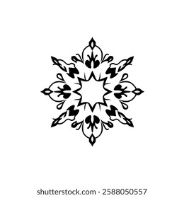Elegant Black and White Mandala: A Geometric Floral Design. Perfect for home decor, wall art, or spiritual inspiration. High-resolution image for printing and digital use.